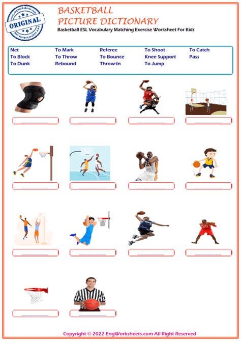 Basketball Printable English Esl Vocabulary Worksheets Engworksheets