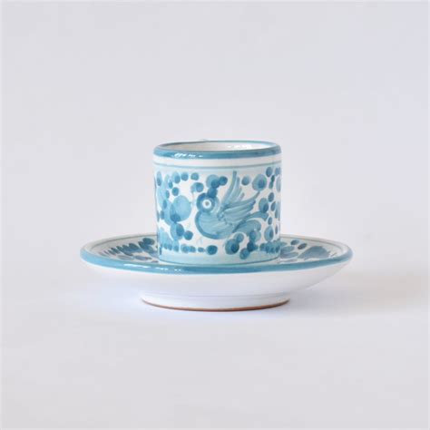 Arabesco Turquoise Espresso Cup And Saucer Bellezza Home