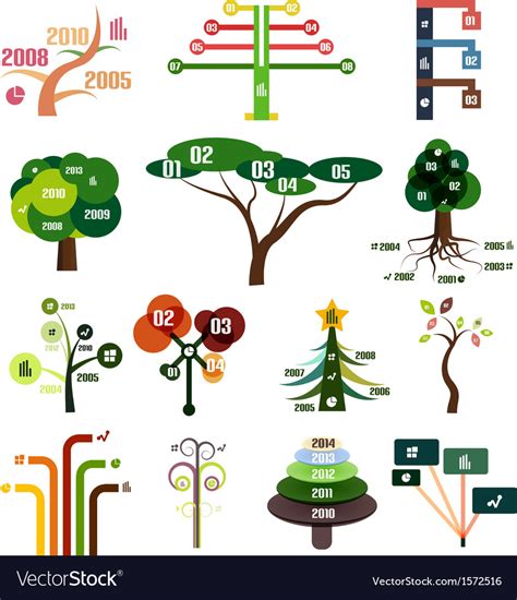 Set Tree Infographic Design Templates Royalty Free Vector