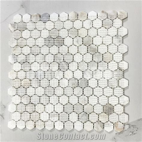 Calacatta Gold Marble 1 Inch Hexagon Mosaic Tile From China