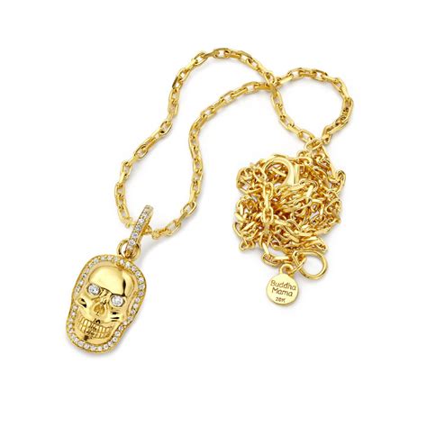 Baby Gold Skull Pendant With Diamonds Buddha Mama