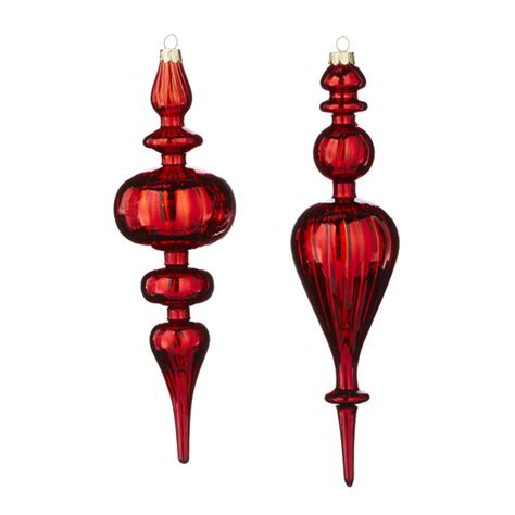 Raz Imports 95 Red Finial Glass Christmas Ornament Raz Imports