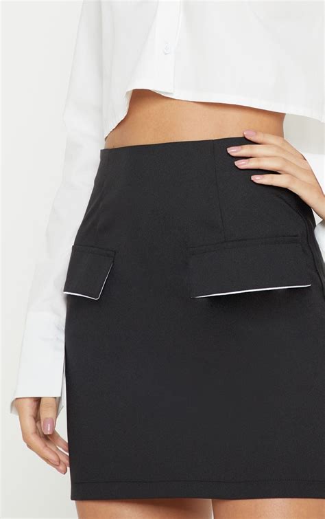 Black Formal Pocket Mini Skirt Skirts Prettylittlething Usa