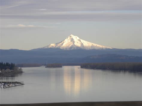 Mt hood view from portland. Mt. Hood & Columbia River, view from the bridge Vancouver ...