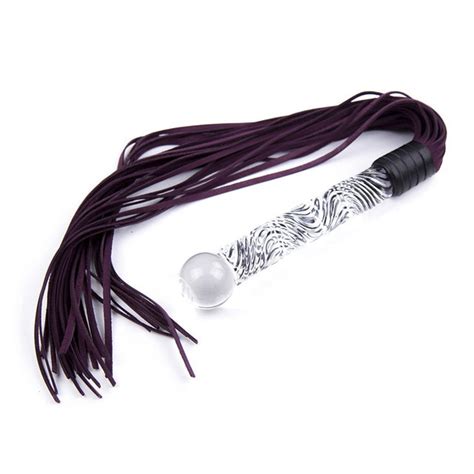 Glass Dildo Anal Plug Genuine Leather Whip Bdsm Slave Fetish Spanking