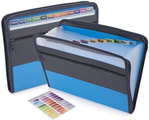 13 Pocket Expanding File Folder With Sticky Labels Accordion File