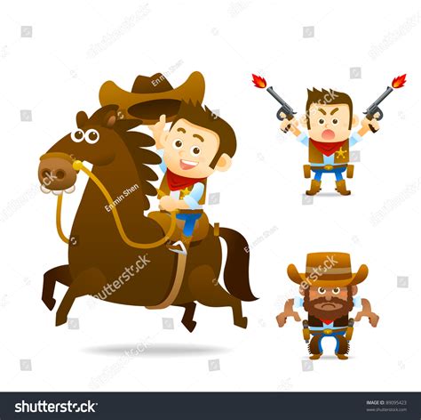 Cowboy Horse Collection Stock Vector 89095423 Shutterstock