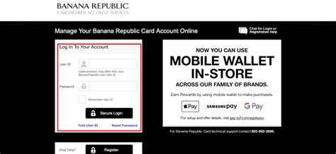 To login, make a payment online or manage your account, click the green button below on this page. bananarepublic.gap.com - Banana Republic Credit Card Login ...