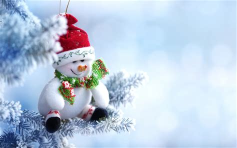 Download Wallpapers Snowman Winter Snow Christmas New Year Plush