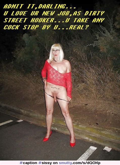 caption sissy crossdresser highheels cock slut