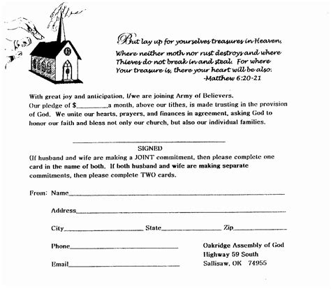 Church Pledge Form Template Free Sample Example And Format Template