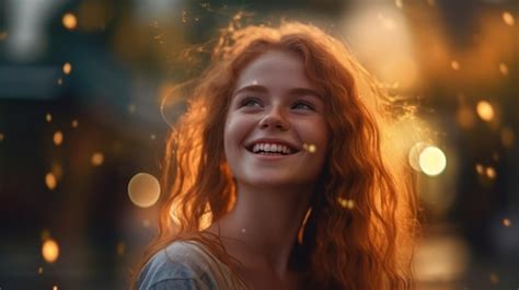 Premium Ai Image A Young Woman With Red Hair Smiles At The Camera