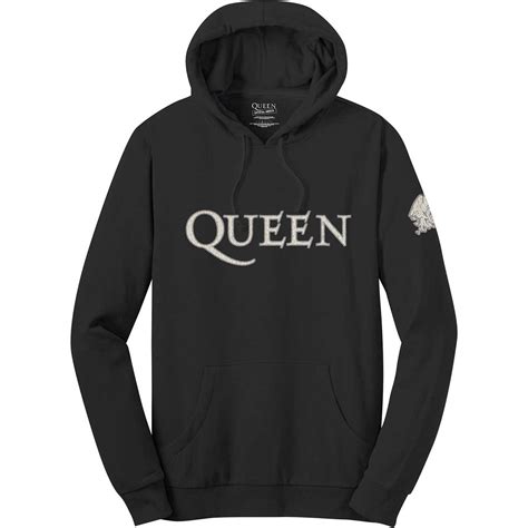 Queen · Queen Unisex Pullover Hoodie Logo And Crest Applique Motifs Clothes Size M Black