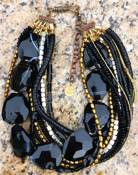 Elegant Black Agate Slab Gold And Silver Statement Choker Necklace