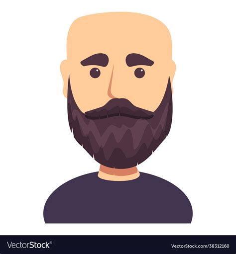 Bald Dark Haired Man With Beard Icon Cartoon Vector Image