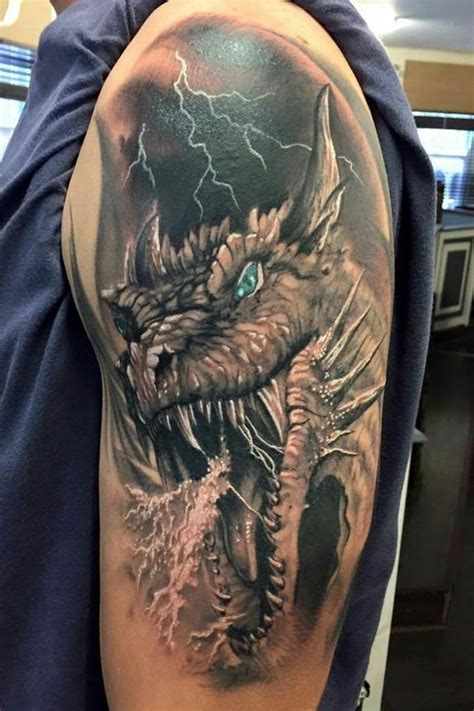 From 3d designs to skulls to tribal tats that cover different parts of your chest (upper, middle, lower, half) and extend to your shoulder, arm, back, and neck, we've got a gallery full of creative men's chest tattoos you'll love. 165+ Dragon Tattoo Designs For Women (2020) Arms, Shoulder ...