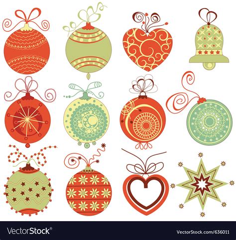 Retro Christmas Ornaments Royalty Free Vector Image