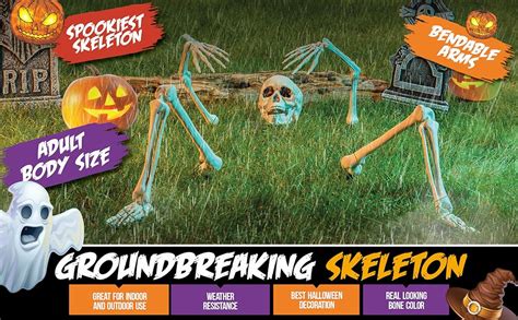 Prextex Creepy Graveyard Halloween DÃƒcor Ground Breaker Skeleton For