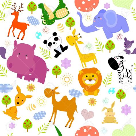 Baby Cartoon Animals Wallpapers Seamless Wallpaper Animal Wallpaper