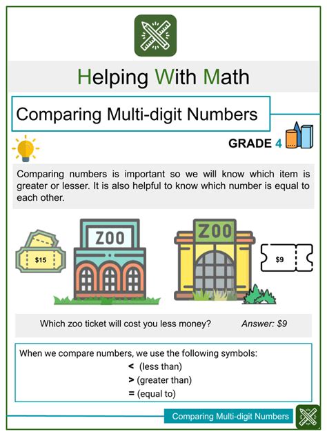 Comparing 6-digit Numbers Worksheets
