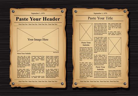 Old Newspaper Template Vector Templates Download Free With Old Blank