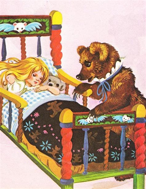 Goldilocks And The Three Bears Vintage Illustration Etsy Bear