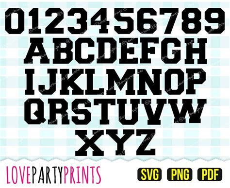 Varsity Letters And Numbers Svg Png And Pdf Files 300dpi Etsy