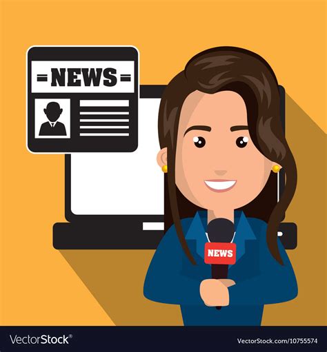 Journalist Woman And News Icons Royalty Free Vector Image
