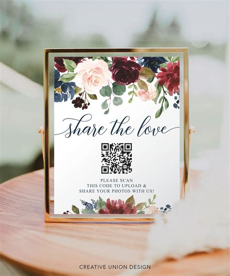 Share The Love Qr Code Wedding Sign Template Capture The Etsy In 2022