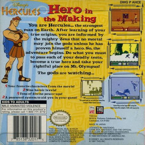 Disney's hercules, also known in europe as disney's action game featuring hercules, is an action video game for the playstation and microsoft windows, released on june 20, 1997 by disney interactive, based on the animated film of the same name. Disney's Hercules Box Shot for Game Boy - GameFAQs