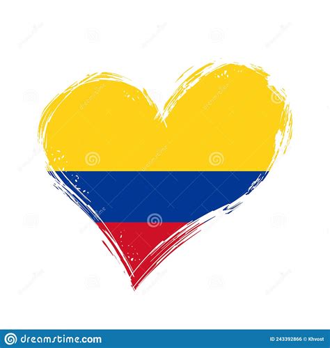 Colombian Flag Heart Shaped Grunge Background Vector Illustration