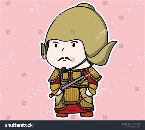 Ancient Chinese Warrior Asian Swordsman Stand Stock Vector Royalty