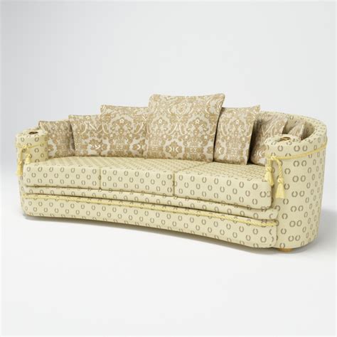 Three Seater Sofa In Solid Wood And Fabric Upholstery Milo Turri