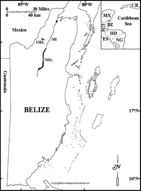 4 Free Printable Labeled And Blank Map Of Belize Pdf World Map With