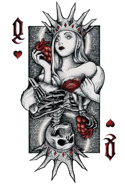 Queen Of Hearts By Cripsis Ink Card Tattoo Designs Dark Art Tattoo