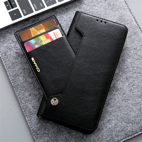 Luxury Black Leather Wallet Case Cover For Samsung Galaxy S9 S9 Plus