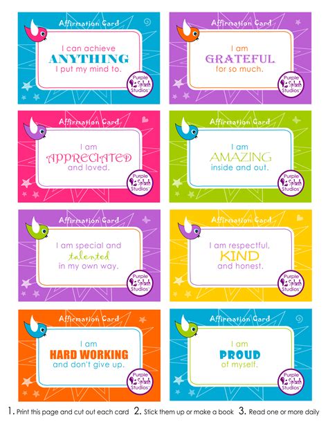 Affirmation Cards Card Template Card Templates