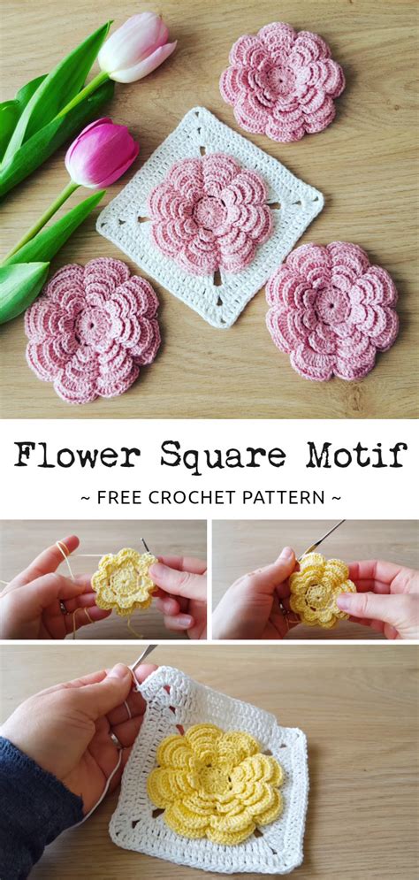 Flower Square Motif Crochet Tutorial