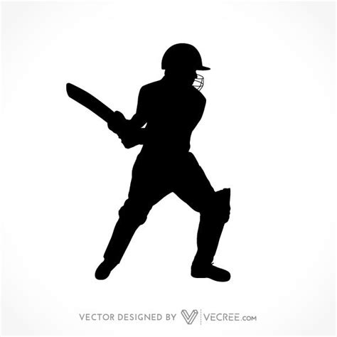 Sport Silhouette Cricket Batsman Preparing To Play Free Vector Vector