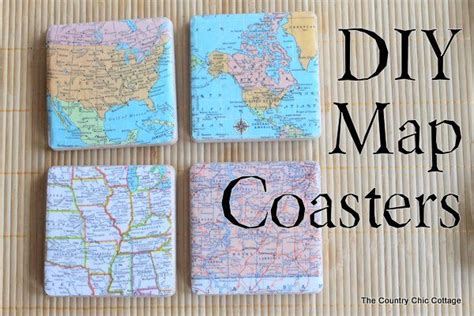 26 Unique And Cool Diy Coasters Design Ideas Diy Map Map Crafts Paper