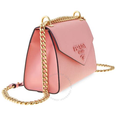 Prada Ladies Pink Monochrome Saffiano Leather Shoulder Bag Small