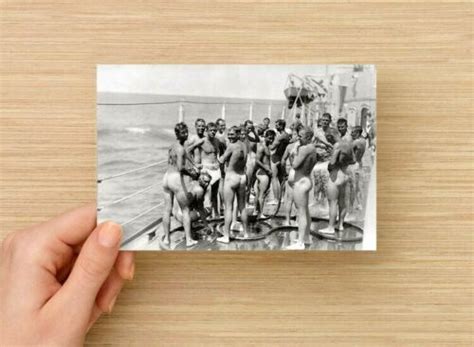 Postcard Print Nude Sailors Group Shower On Ship Ebay