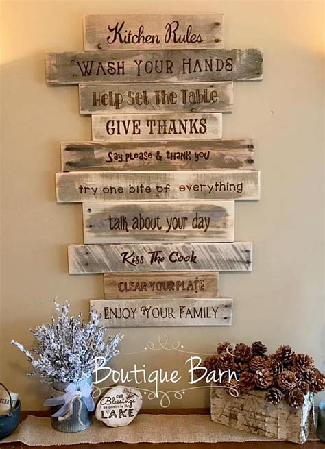 Kitchen Rules Signrustic Country Farmhouse Wood Wall Decor Rustic