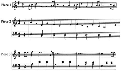 First Four Measures Of The Three Musical Pieces Used In This Experiment