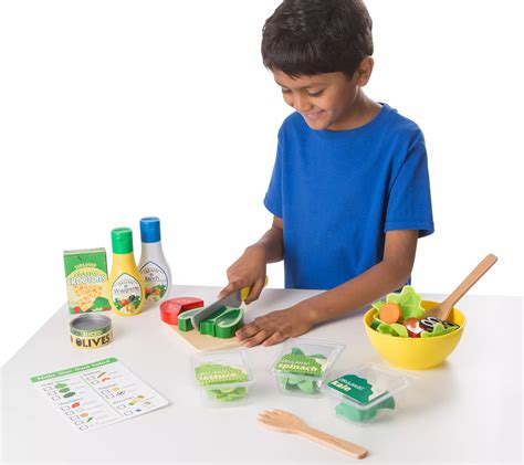 Melissa And Doug Slice And Toss Salad Play Food Set With 52 Wooden And Fel