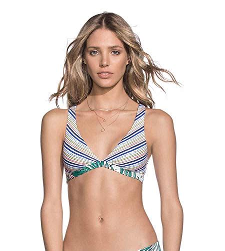 Maaji Abaco Beau Fixed Halter Top Multicolor Teal MD Key Swimwear Eco Friendly Bikinis