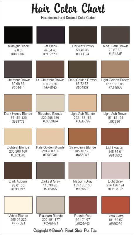 hair color hex chart hair color chart skin color palette skin color chart