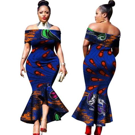 Traditional African Women Style Slash Neck Long Dress Kitenge Ankara X11410 African Clothing
