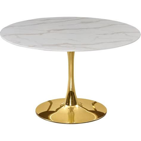 Meridian Furniture Tulip 48 Round Faux Marble Top Dining Table With