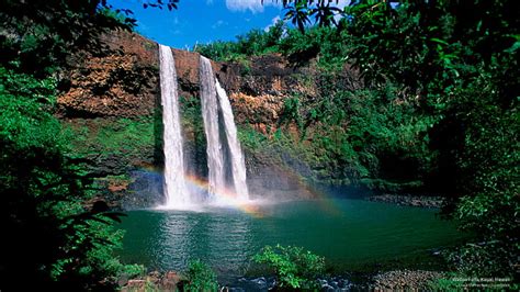 Hd Wallpaper Wailua Falls Kauai Hawaii Waterfalls Wallpaper Flare